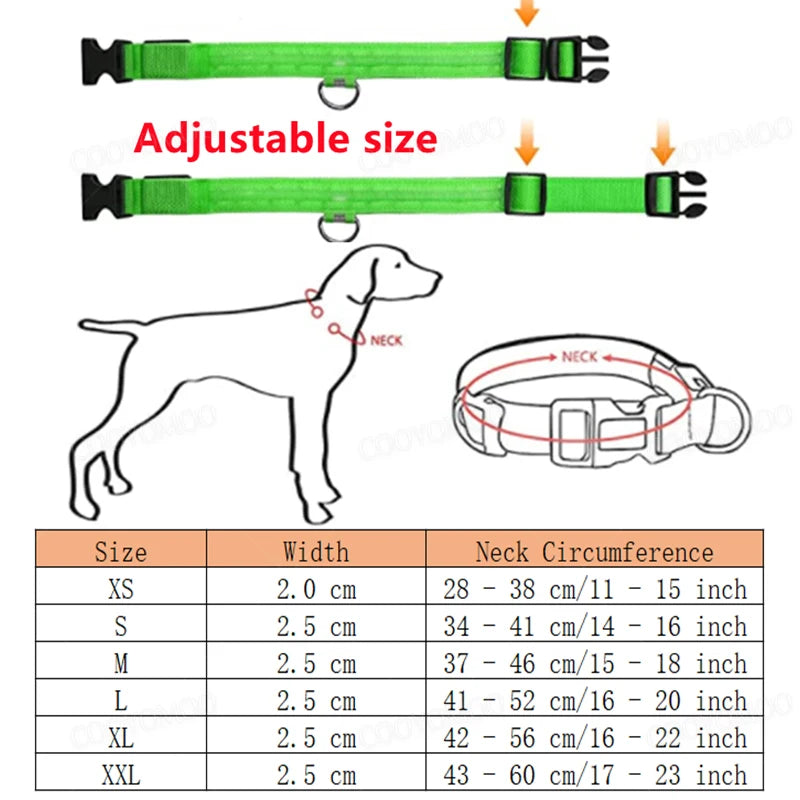 Usb Cat Dogs Collars Detachable Night Led Glow