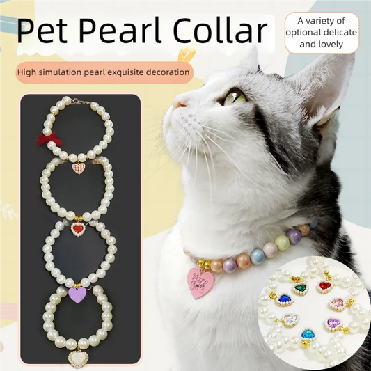 Adjustable Pet Pearl Necklace Accessories